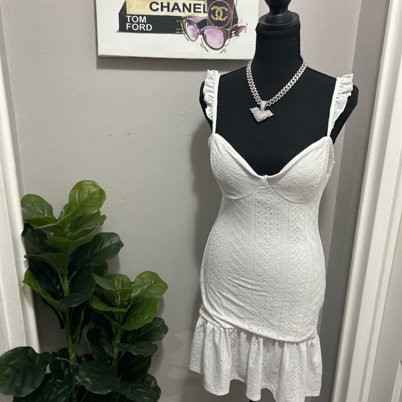 White Eyelet Ruffle Dress - Picture 3 of 3